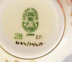 Zsolnay 2 darab búzavirág mintás váza, jelzett, m: 7-12 cm