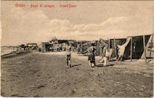 Grado, Bagni di spiaggia / Strand-Bäder / beach, bathers (surface damage)