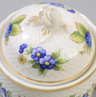 Hollóházi szeder mintás 6 darabos szett: 2 darab csésze alátéttel, cukortartó, gyertyatartó, jelzett...