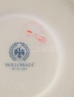 Hollóházi szeder mintás 6 darabos szett: 2 darab csésze alátéttel, cukortartó, gyertyatartó, jelzett...