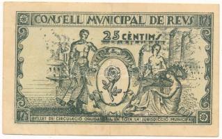 Spanyolország / Polgárháború / Reus 1937. 25c T:F kis folt, egyébként erős papír
Spain / Civil War ...