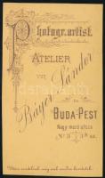 cca 1875 Fiatal hölgy portréja, vizitkártya Báyer Sándor budapesti (VI., Nagymező u. 3.) műterméből,...