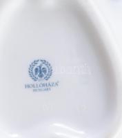 Hollóházi Erika mintás 3 részes asztali szett, váza, bonbonier, levél alakú tálka. Jelzett, hibátlan