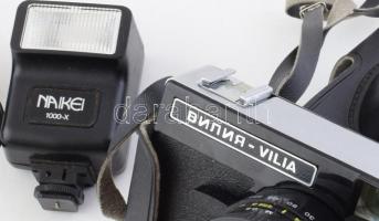 Belomo Vilia szovjet fényképezőgép Triplet 69-3 4/40 objektívvel + Naikei 1000-x vaku + Norma Fil-16...