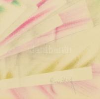 Ruzicskay György (1896-1993): Absztrakt kompozíció. Vegyes technika, papír, jelzett. Üvegezett, kiss...