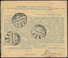 1923 Csomagszállító 4 db Hivatalos bélyeggel Budapestről Szombathelyre