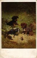 1917 Hochwildjagd / Dogs and stag beetle. G. G. W. II. Nr. 197. s: Reichert (EB)