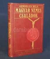 Kempelen Béla:  Magyar nemes családok IV. Fa-Házy. Budapest, 1912. Grill Károly Könyvkiadóvállalata (A Nap nyomdája). VII + [1] + 503 + [1] p. Kempelen Béla (1874-1952) genealógus, a magyar nemesi családok kutatója. A jogász végzettségű tudós vármegyei közigazgatási évek után 1907-től címertannal és genealógiával foglalkozott. A magyar nemesi családokra vonatkozó kutatásai keretében 1911-1932 között adta közre munkáját, 11 kötetben, oldalszámozáson belül számos leszármazási táblázattal. Díszesen aranyozott, festett kiadói egészvászon kötésben. Jó példány.