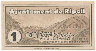 Spanyolország / Polgárháború / Ripoll 1937. 1P T:AU
Spain / Civil War / Ripoll 1937. 1 Peseta C:AU