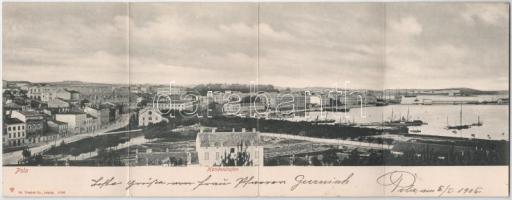 1905 Pola, Handelshafen / port - 4-tiled folding panoramcard