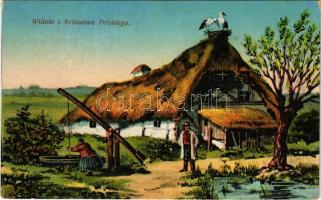 1915 Widoki z Królestwa Polskiego / Polish folklore, stork nest + "M. kir. kassai 7. népfölkelő vasútbiztosító osztag Radom" (fl)