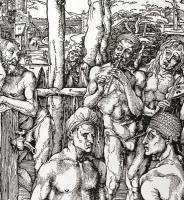 Fémtáblára gravírozott Dürer nyomat, fa lapra ragasztva, 24x18 cm, 33x24 cm