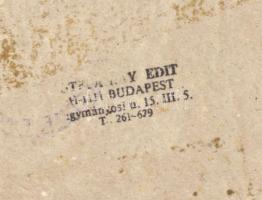 Stefániay Edit (1936 - ): Lány portré. Tűzzománc kép fém lemezen, bőr keretben, jelzett a hátoldalon...