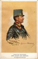 Oberst des Generalstabs Erik Edler von Merizzi Korpsgeneralstabschef / WWI Austro-Hungarian K.u.K. military art postcard (ázott / wet damage)