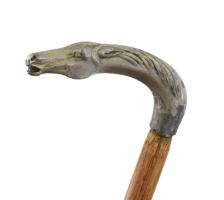 Lovaglópálca, fém lófej díszítménnyel, h: 82 cm