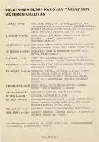 Balatonboglári Kápolna Tárlat 1971. műteremkiállítás kétoldalas ismertetője, aláhúzásokkal