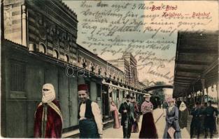 1904 Bosanski Brod, Kolodvor / Bahnhof / railway station. Montage + K. und K. Milit. Post (EK)