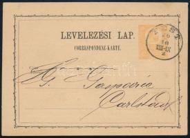 1872 2kr díjjegyes levelezőlap PEST - Carlstadt