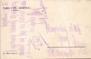 1910 Nagygordonya, Veliki Grdevac; Kolodvor / vasútállomás, gőzmozdony, vonat / railway station, loc...