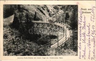 1903 Hrusica pri Jesenice, Birnbaum bei Assling; Jesenica Bach Brücke mit einem Zuge der Elektrischen Bahn / railway bridge, electric train (Rb)