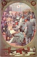 Sanität / WWI Austro-Hungarian K.u.K. military art postcard, injured soldiers and medics. B.K.W.I. 259-82.