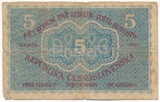 Csehszlovákia 1919. 5K T:VG Czechoslovakia 1919. 5 Korun C:VG Krause P#7