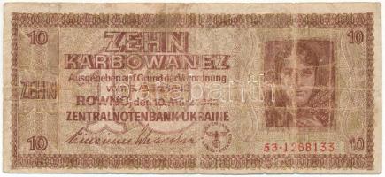 Ukrajna / Német megszállás 1942. 10K T:VG Ukraine / German occupation 1942. 10 Karbowanez C:VG Krause 52