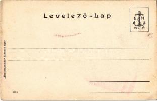 Siroki földmíves pár, magyar folklór. Baross nyomda kiadása / Hungarian folklore (ázott / wet damage...