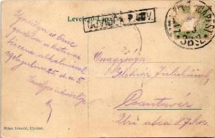 1906 Újvidék, Novi Sad; Szentháromság szobor. Posta-Utalvány szelvény, montázs postással / Trinity s...