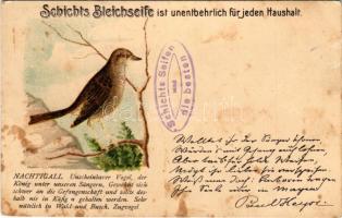 Nachtigall / Csalogány. Schicht szappan reklámmal / Nightingale. Schicht soap advertisement. litho (fl)