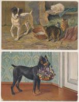 2 db régi kutyás művészlap / 2 pre-1945 dog art postcards