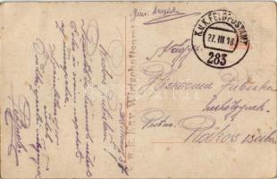 1918 Boldog húsvéti ünnepeket / Easter greeting postcard with lady and letter + "K.u.K. Kav. Wi...