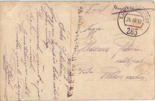 1918 Boldog húsvéti ünnepeket / Easter greeting postcard with lady and letter + "K.u.K. Kav. Wi...