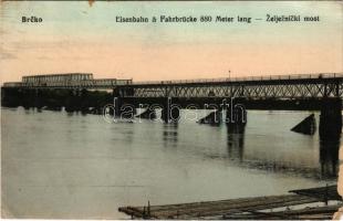 1915 Brcko, Brcka; Eisenbahn & Fahrbrücke 880 Meter lang / Zeljeznicki most / railway bridge (EM)