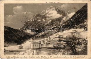 1918 Valle di Cadore, Chiesa della Pieta e il M. Antelao / church + "K.u.K. Kav. Wirtschaftsamt Nr. 10." (fl)