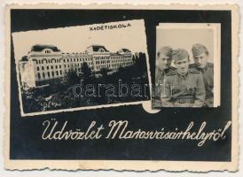 Marosvásárhely, Targu Mures; Kadétiskola, magyar katonák / Hungarian military cadet school, soldiers. photo (8,3 cm x 6 cm) (fl)