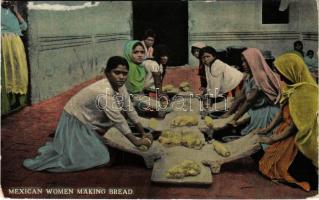 Mexican women making bread (ragasztónyom / glue mark)