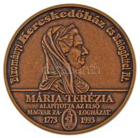 1993. "Bizományi Kereskedőház és Záloghitel Rt - Mária Terézia alapította az első magyar zálogházat 1773-1993 / Emlékül - Az 1773-ban kelt alapítólevél pecsétjével hitelesítve" kétoldalas bronz emlékérem, eredeti sérült BÁV tokban (60mm) T:UNC