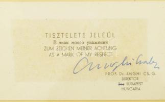 Dr. Anghi Csabának, a Fővárosi Állatkert egykori főigazgatójának aláírása üdvözlőkártyán, üvegezett ...