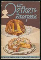 cca 1930-1940 Dr. Oetker-receptek háziasszonyoknak, egészoldalas színes illusztrációkkal, tűzött papírkötés, kissé viseltes borítóval, belül nagyrészt jó állapotban