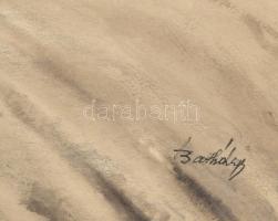 Bathó Lajos (XX. sz. első fele): Templom építése. Tus, papír, paszpartuban. 32x47 cm