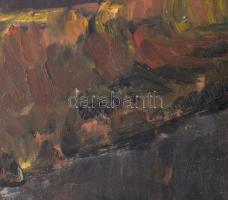 Jelzés nélkül: Őszi vízpart. Olaj, farost. Dekoratív fakeretben, 55x80 cm