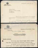 1938-1939 Bp., Meinl Gyula Kávébehozatali R.T. 2 db fejléces üzleti levele (számlakivonat, jövedelemmegállapítás)