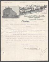 1931 Dundee (Skócia), Watson & Philip Ltd. cég fejléces üzleti levele az Első Budapesti Gőzmalom Rt. (Erste Budapester Dampfmühlen Actien-Gesellschaft) részére, kis lyukakkal