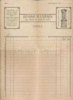 cca 1900-1910 Sátoraljaújhely, Behyna testvérek vas-, fűszer- és bizományi üzlete fejléces számla, kitöltetlen, hátoldalán ceruzás feljegyzésekkel