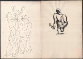 Aczél Ilona (1929-2000), össz. 4 db mű: Alakok, csendélet, zenészek. Tus, filctoll, ceruza, papír. E...