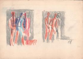 Aczél Ilona (1929-2000), össz. 4 db mű: Alakok, csendélet, zenészek. Tus, filctoll, ceruza, papír. E...