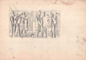 Aczél Ilona (1929-2000), össz. 4 db mű: Alakok, csendélet, zenészek. Tus, filctoll, ceruza, papír. E...