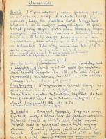 cca 1950 Kézzel írt könyv, főként háztartás, táplálkozás témájú bejegyzésekkel (fűszerek, növényi zs...