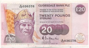 Skócia / Clydesdale Bank 1991. 20P "Cole Hamilton" T:F Scotland / Clydesdale Bank 1991. 20 Pounds "Cole Hamilton" C:F Krause P# 220a